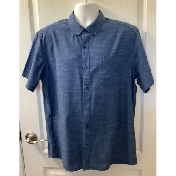 Hurley Shirt Mens XL Short Sleeve Button Up Classic Fit Casual Weekend Deep Blue - Picture 1 of 6